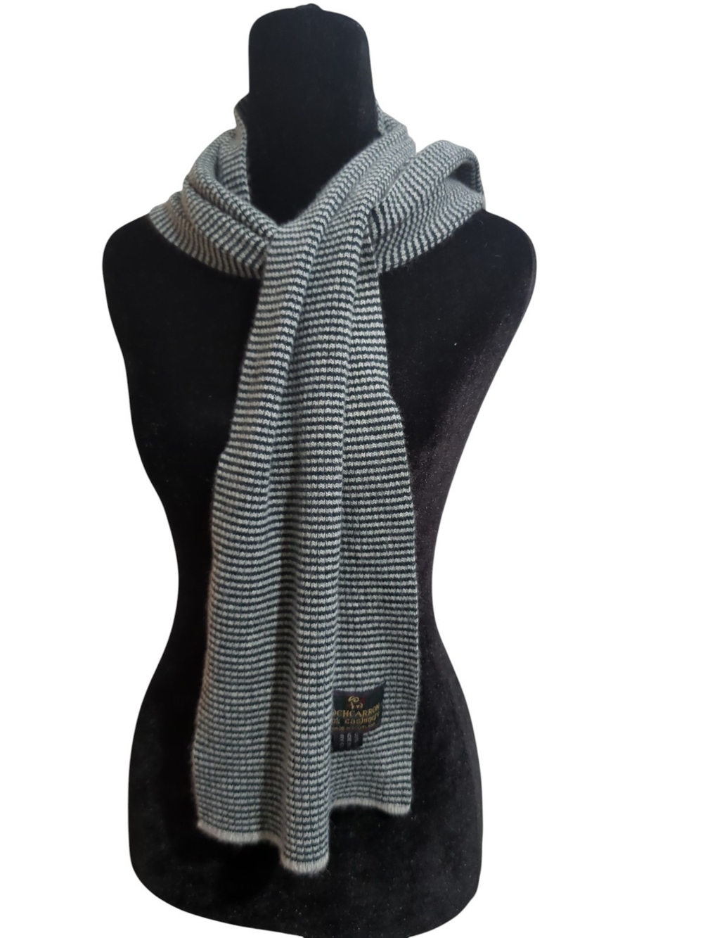 Classic Striped Knit Scarf in Black and Gray by Chevaux
